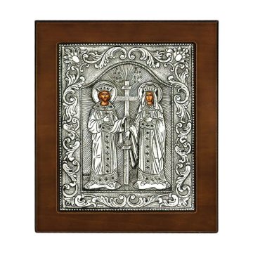 ICON SAINTS CONSTANTINE AND HELEN, Silver 925°, 17 x 14 cm