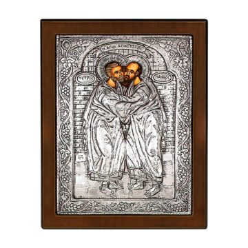 ICON HOLY APOSTLES PETER & PAUL, Silver 925°, 23 x 17 cm