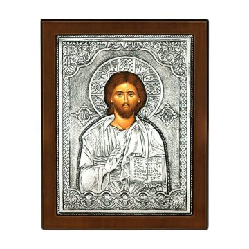 ICON JESUS CHRIST BLESSENG, Silver 925°, 23 x 17 cm