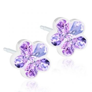 BLOMDAHL Earrings,Medical Plastic, Flower Violet, 6mm, 195B