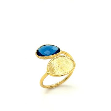 Δαχτυλίδι γυναικείο, χρυσός K14 (585°), color london blue