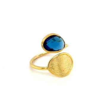 Δαχτυλίδι γυναικείο, χρυσός K14 (585°), color london blue