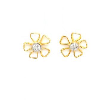 Women’s earrings, gold Κ14 (585°), flower