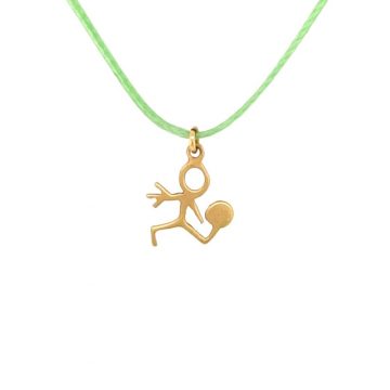 Children’s pendant with green cord, gold Κ14 (585°)