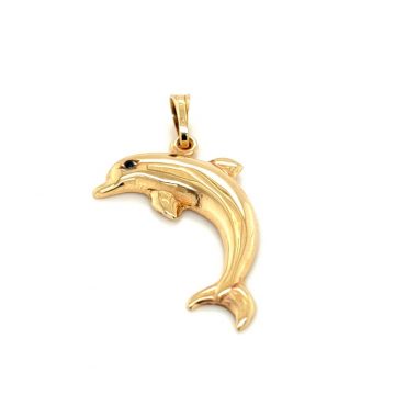 Pendant, gold K14 (585°), dolphin
