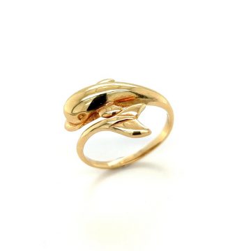 Δαχτυλίδι γυναικείο, χρυσός K14 (585°), δελφίνι