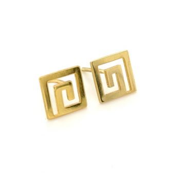 Women’s earrings, gold K14 (585°), meander