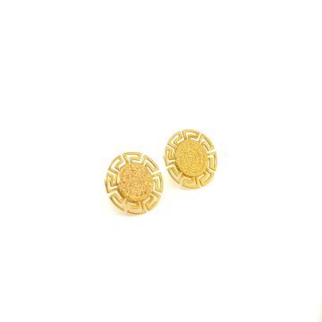 Women’s earrings, gold K14 (585°), disk of phaistos with meander
