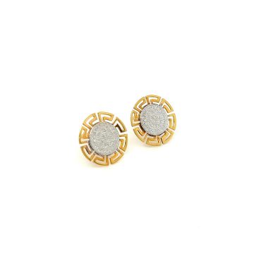 Women’s earrings, gold K14 (585°), Phaistos Disc with meander two-tone