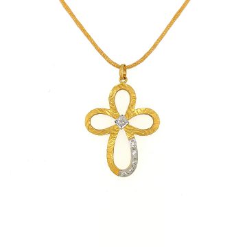 Γυναικείος σταυρός με κορδόνι, χρυσός K14 (585°) με ζιργκόν