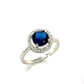 Δαχτυλίδι γυναικείο, ασήμι (925°) ροζέτα με μπλε πέτρα