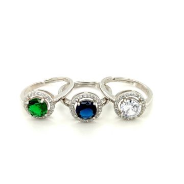 Women’s ring, silver (925°) rosette with blue stone
