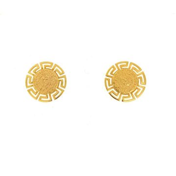 Women’s earrings, gold K14 (585°), disk of phaistos with meander
