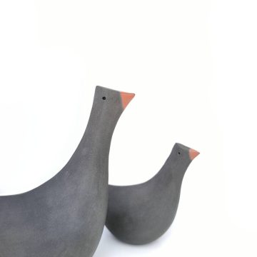 TREIS GRAMMES Goose, Grey/Orange, Ceramic, 14,5 x 14,5cm