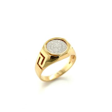 Δαχτυλίδι ανδρικό, χρυσός K14 (585°), μαίανδρος και δίσκος της Φαιστού
