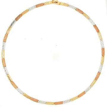 Κολιέ γυναικείο, χρυσός K14 (585°), μαίανδρος τρίχρωμο