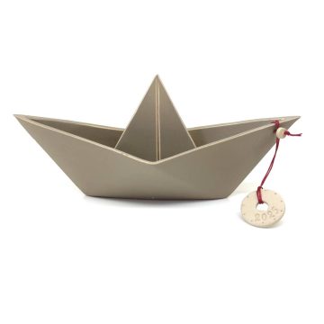 TREIS GRAMMES Christmas ceramic boat 2025 big, beige, 21,5 x 10,5 cm