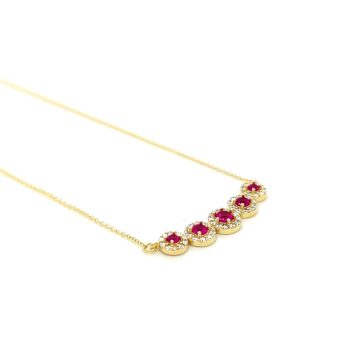 Women’s necklace rosettes with red zircon, gold K9 (375°)