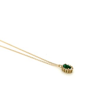 Women’s necklace, gold K14 (585°), rosette with green zircon