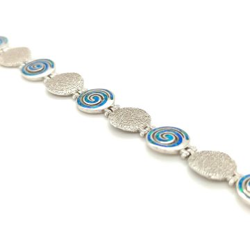 Bracelet, silver (925°), Disc of Phaistos and Spiral with artificial opal