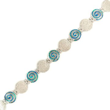 Bracelet, silver (925°), Disc of Phaistos and Spiral with artificial opal