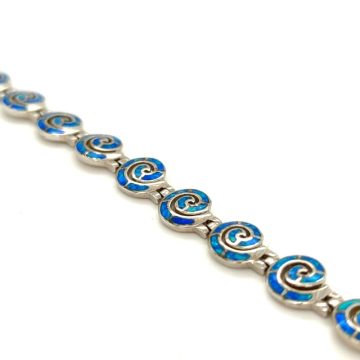 Bracelet, silver (925°), Spiral with artificial opal