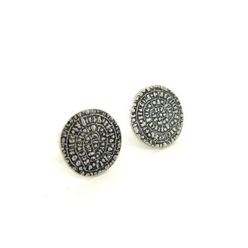 Women’s earrings, silver (925°), Phaistos disc