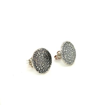 Women’s earrings, silver (925°), Phaistos disc