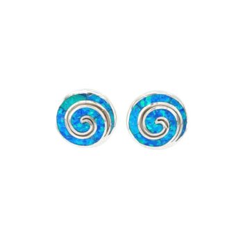 Women’s earrings, silver (925°), Spiral with artificial opal