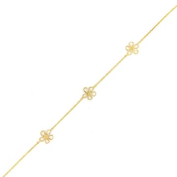 Bracelet with flowers, gold Κ9 (375°)