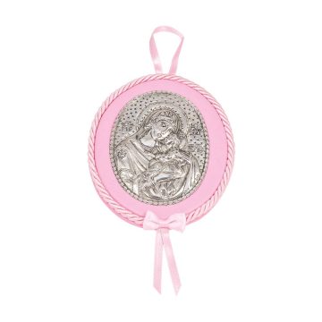 ICON VIRGIN MARY PINK SILVER 925° 12,3 x 10 cm