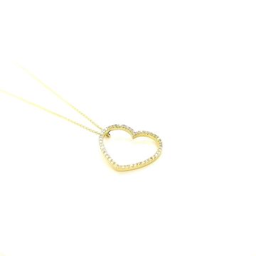 Women’s necklace, gold K9 (375 °), heart with zircon