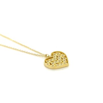 Women’s necklace, gold K9 (375 °),heart with zircon