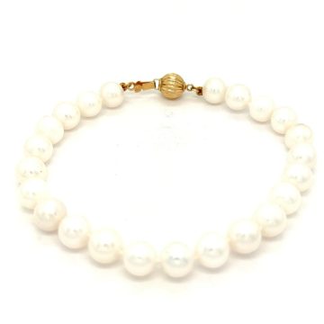 Women’s bracelet with white pearls 7.0-7.5mm and gold clasp K14