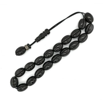 KOMBOLOIS Black carved horn, 19 beads
