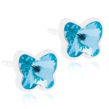 BLOMDAHL Earrings, Medical Plastic, Butterfly,Aquamarine, 5mm, 249B