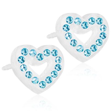 BLOMDAHL Earrings, Medical Plastic, Brilliance Heart Hollow Aquamarine,10mm,271D