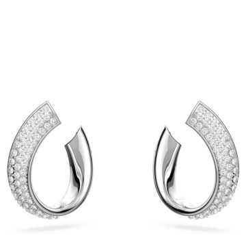 SWAROVSKI Exist hoop earrings Small, White, Rhodium plated,5637563