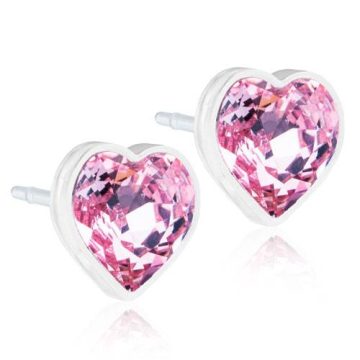 BLOMDAHL Earrings, Medical Plastic, Heart Light Rose, 6mm, 196B