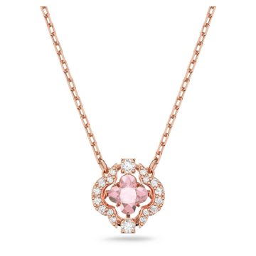 SWAROVSKI Sparkling Dance necklace Clover, Pink, Rose gold-tone plated,5514488
