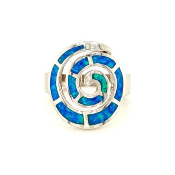 Women’s ring, silver (925°), Spiral with artificial opal