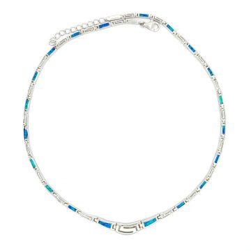 Women’s necklace, silver (925°), Meander with artificial opal