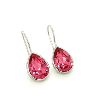 Women’s earrings, silver (925 °) with pink crystal