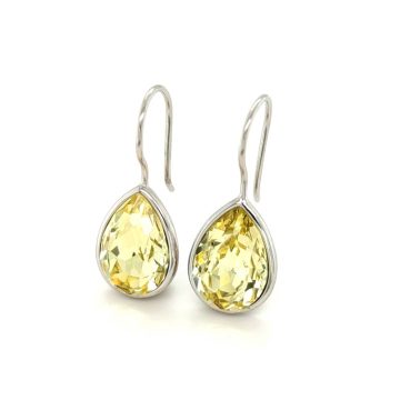 Women’s earrings, silver (925 °) with yellow crystal