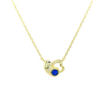 Women’s necklace, silver (925 °), heart with artificial opal, gold plated