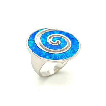 Γυναικείο δαχτυλίδι, ασήμι (925°), Σπείρα με τεχνητό opal