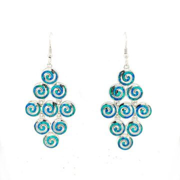 Women’s hanging earrings, silver (925°), Spiral with artificial opal