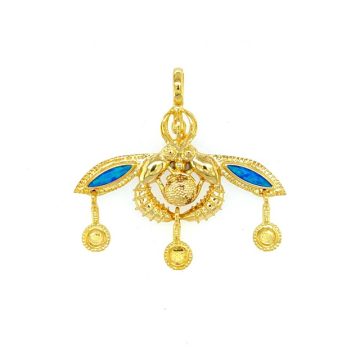 Pendant, gold K14 (585°), Minoan Bee with artificial opal