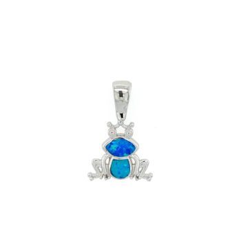Pendant, silver (925°), Frog with artificial opal
