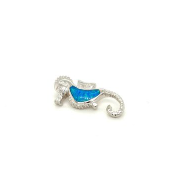 Pendant, silver (925°), Seahorse with artificial opal